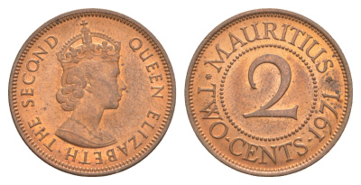 Маврикий 2 цента 1971 KM 32 бронза UNC 4150-1234