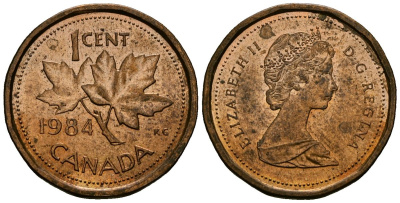 Канада 1 цент 1984 Елизавета II (1953-), кленовый лист KM 132 бронза 4173-1164