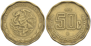 Мексика 50 сентаво 1996 KM 549 алюминиевая бронза 87-652