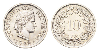 Швейцария 10 раппенов 1969 B KM 27 медно-никель 4708-218