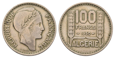 Алжир 100 франков 1950 KM 93 медно-никель 4565-716