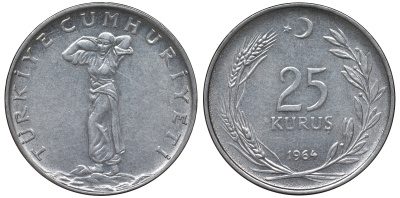 ТУРЦИЯ 25 КУРУШЕЙ 1964 KM 892.2 нержавеющая сталь 62-422