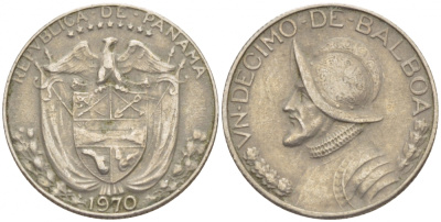 Панама 1/10 бальбоа 1970 KM 10а медь плакированная медно-никелем 4532-1069