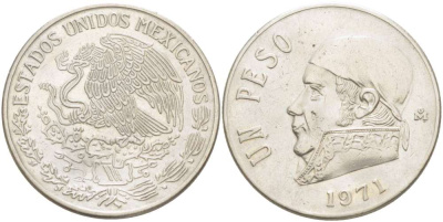 Мексика 1 песо 1971 Хосе Мария Морелос KM 460 медно-никель 4521-221