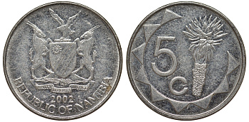 Намибия 5 центов 1993 KM 1 никелированная сталь 4164-521