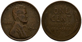 США 1 цент 1946 Линкольн KM A132 медь цинк 4164-851
