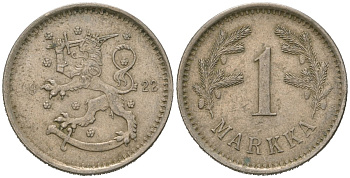 Финляндия 1 марка 1922 сердце KM 27 медно-никель 77-421