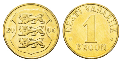 Эстония 1 крона 2006 KM 35 латунь UNC M82-15