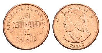 Панама 1 сентесимо 2017 Уррака KM 125 цинк плакированный медью UNC 4643-1232