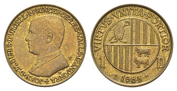 Андорра 1 динер 1983 KM 14 латунь BU 4646-526