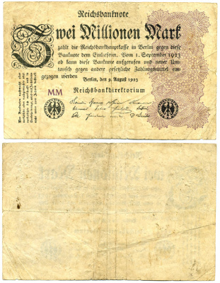 Германия 2000000 марок 1923  Pick 104  бумага   435-23-2-2