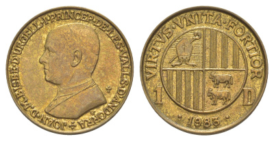 Андорра 1 динер 1983 KM 14 латунь BU 4646-526