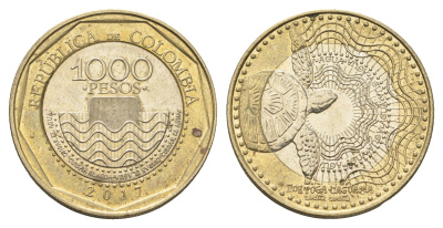 Колумбия 1000 песо 2017 KM 299 биметалл aUNC 4663-517