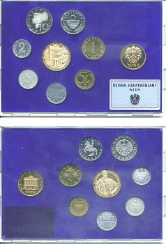 АВСТРИЯ НАБОР ИЗ 7 МОНЕТ + МЕДАЛЬ 150 ЛЕТ ВЕНСКОМУ МОНДВОРУ + ЖЕТОН МОНДВОРА 1988 В ПЛАСТИКЕ KM PS 49 PROOF 7-6-3