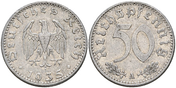 Германия 50 рейхспфеннигов 1935 A KM 87 алюминий 4151-1242