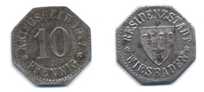 Висбаден 10 пфеннигов 1917 Funck 601.1, Men18 34104.1 железо 29-215