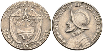 Панама 1/10 бальбоа 1970 KM 10 медь плакированная медно-никелем 4580-213