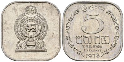 Шри-Ланка 5 центов 1978 KM 139a алюминий 4136-711
