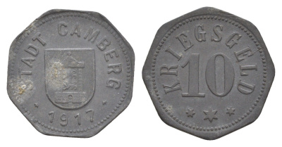 Камберг 10 пфеннигов 1917 Funck 74.2, Men05 4155.2, Men18 5301.2 цинк 4643-955