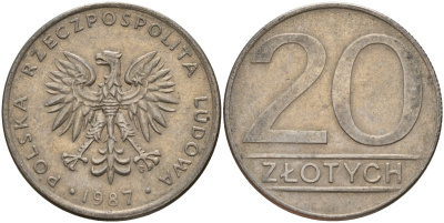 Польша 20 злотых 1987 MW Y 153.1 медно-никель 4187-724