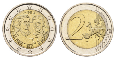 Бельгия 2 евро 2011 100 лет Международному женскому дню KM 308 биметалл aUNC 4693-1111