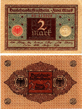 Германия 2 марки 1920 Pick 60 бумага UNC (пресс) 6301-16-2-1