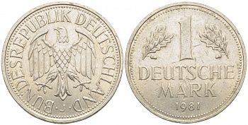 ФРГ 1 МАРКА 1981 J KM 110 медно-никель 175-1113