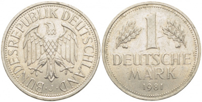 ФРГ 1 МАРКА 1981 J KM 110 медно-никель 175-1113