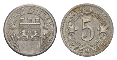 Виттен 5 пфеннигов 1919 Funck 604.4, Men05 27464.9, Men18 34499.9 железо 4639-211