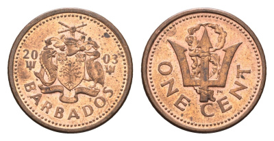 Барбадос 1 цент 2003 KM 10a цинк плакированный медью 4664-645