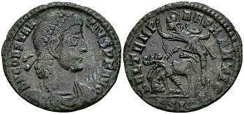 Римская Империя центенионалий 354 - 355 Констанций II FEL TEMP REPARATIO Сисция about Extremely fine (C3) RIC 350 бронза 1073-3-5-4