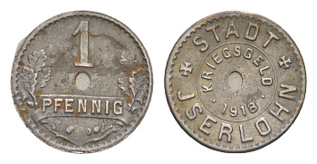 Изерлон 1 пфенниг 1918 Funck 228.6A, Men18 15462.10 железо 4636-1235