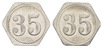 Германия жетон в 35 пфеннигов для приобретения "стакана пива" ND размер 21,5x21,5 мм, вес 0,97 гр алюминий UNC 4638-933