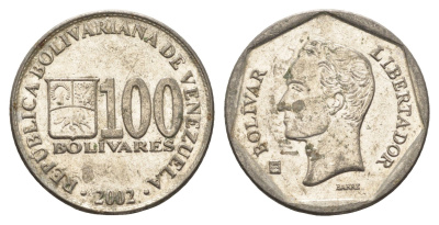 Венесуэла 100 боливаров 2002 Симон Боливар Y 83 сталь плакированная никелем 4662-1017