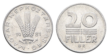 Венгрия 20 филлеров 1981 BP KM 573 алюминий 4665-1152