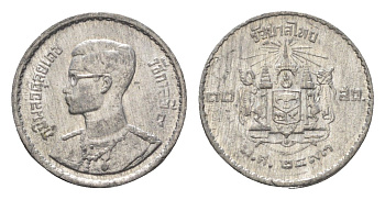 Таиланд 10 сатангов 1950 BE 2493, Рама IX (1946-2016) Y 73 олово UNC 4659-1218