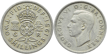 Великобритания 2 шиллинга (флорин) 1951 Георг VI (1936-1952) KM 878, Spink 4107 медно-никель 4394-1112