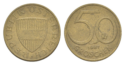 Австрия 50 грошей 1967 KM 2885 алюминиевая бронза 4136-1264