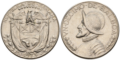 Панама 1/10 бальбоа 1973  KM 10а медь плакированная медно-никелем    4602-563