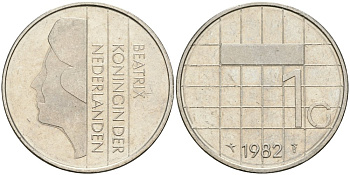 Нидерланды 1 гульден 1982 Беатрикс (1980-2013) KM 205 никель 4579-355