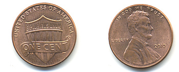 США 1 ЦЕНТ 2010 ЛИНКОЛЬН KM NEW цинк плакированный медью UNC 179-619