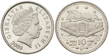 Гибралтар 10 пенсов 2003 KM 776 медно-никель UNC 4619-234