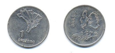 Бразилия 1 крузейро 1972 150 лет независимости KM 582 никель aUNC 51-5722