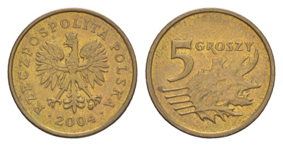 Польша 5 грошей 2004 Y 278 марганец латунь 4625-353