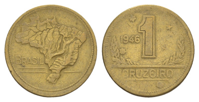 Бразилия 1 крузейро 1946 KM 558 алюминиевая бронза 4656-1251
