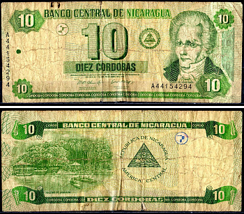 Никарагуа 10 кордоба 2002 Pick 191 бумага 3295-84-1-1