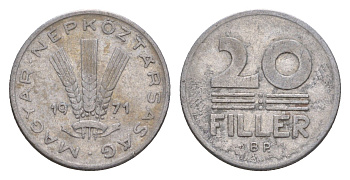 Венгрия 20 филлеров 1971 BP KM 573 алюминий 4658-537