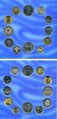 Великобритания набор из 12 европейских монет разных стран 1990-1992 европейское сообщество, Royal Mint, в оригинальном картонном буклете UNC 3-4-1-10