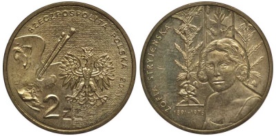 Польша 2 злотых 2011 MW, серия художники Польши, София Стриенская (1891-1976) KM 764 нордик 111-533