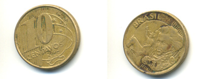 БРАЗИЛИЯ 10 СЕНТАВО 2005 KM 649.2 сталь плакированная латунью 176-726